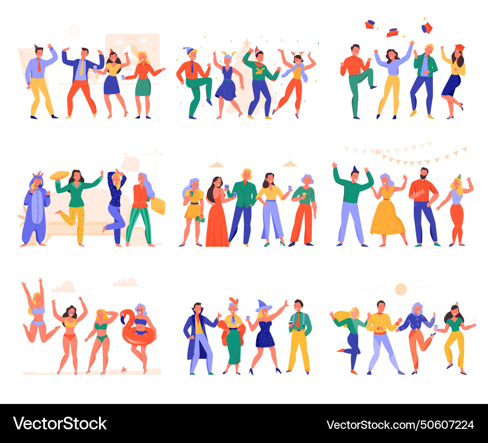 Party flat set Royalty Free Vector Image - VectorStock