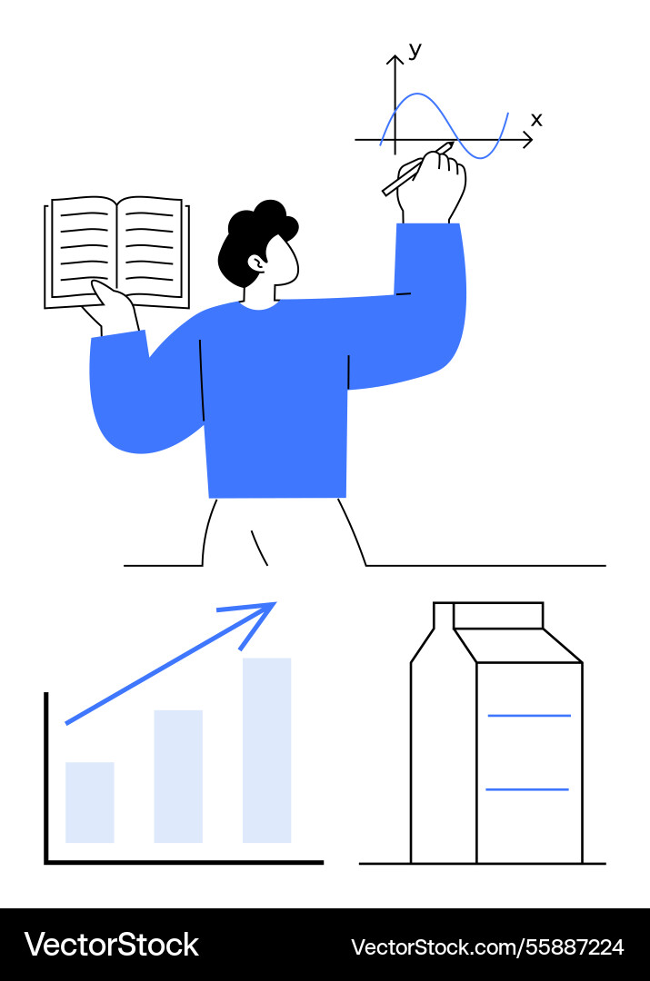 Person teaching math concepts using graphs vector image