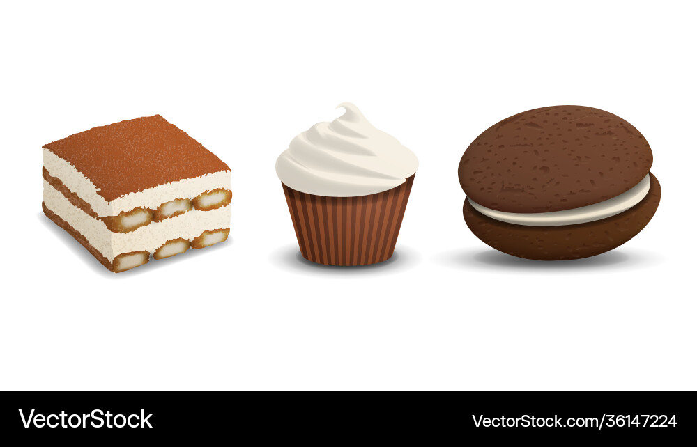 Realistische Süßwaren tiramisu Cupcake Realistische Süßwaren tiramisu Cupcake vektorbild