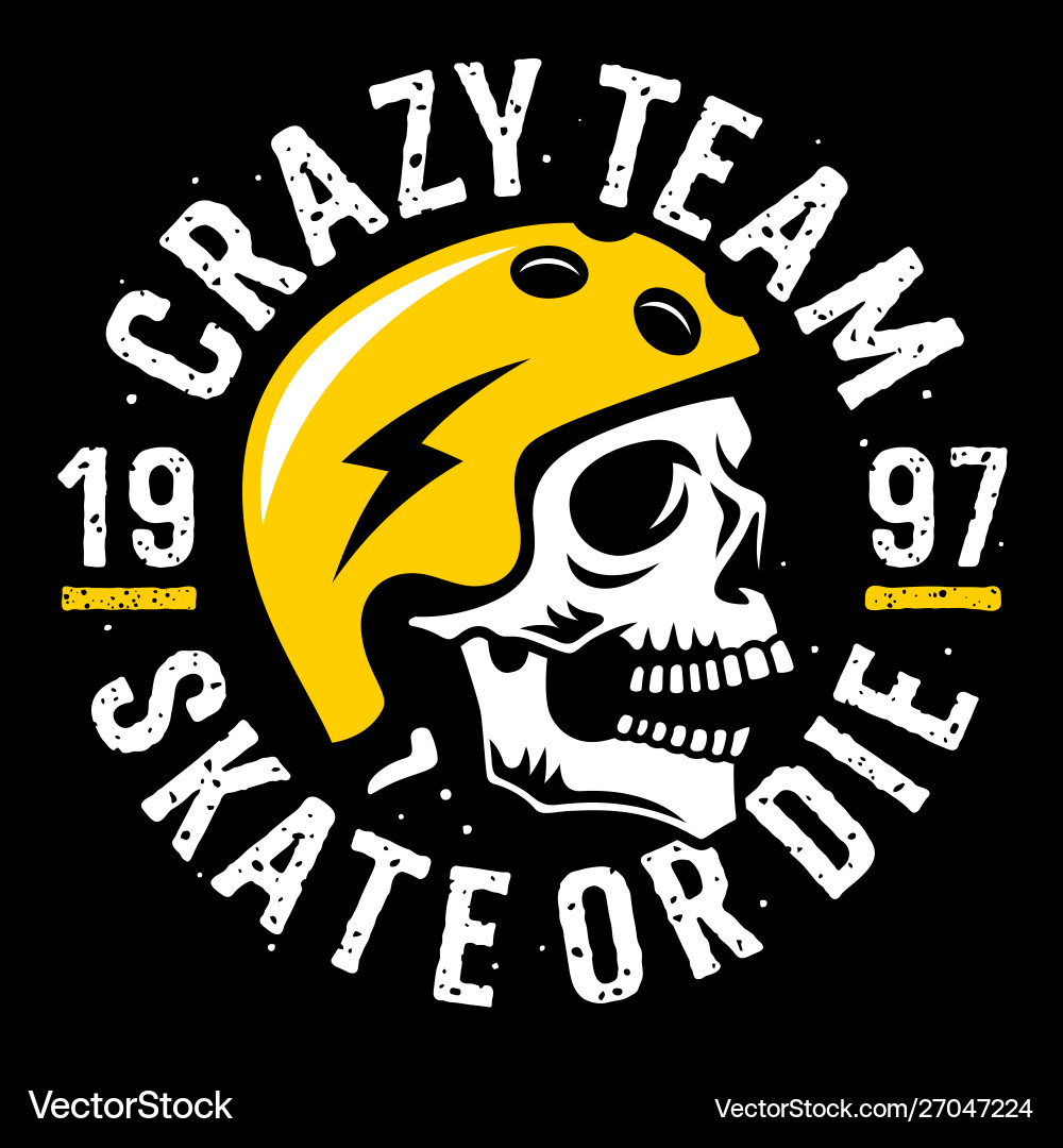 Skate Skull T-Shirt Print Vector Image