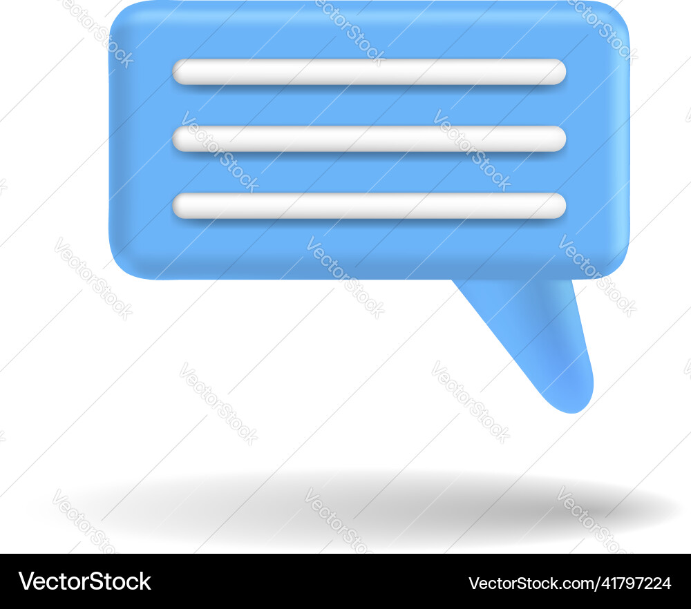 Speech bubble 3d box chat button message talk Speech bubble 3d box chat button message talk vector image