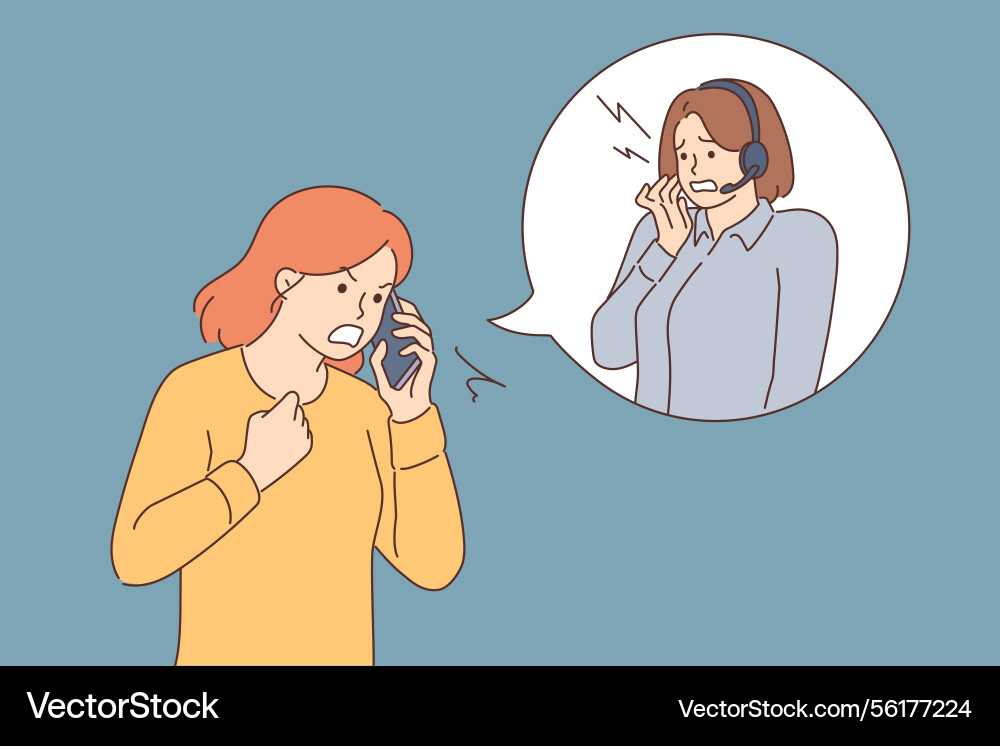 Swearing at call center operator is done by angry Swearing at call center operator is done by angry vector image
