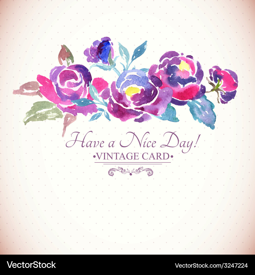 Watercolor Rose Floral Card vector image