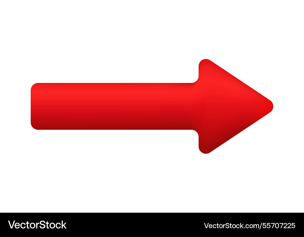 Bright red arrow pointing right vector image