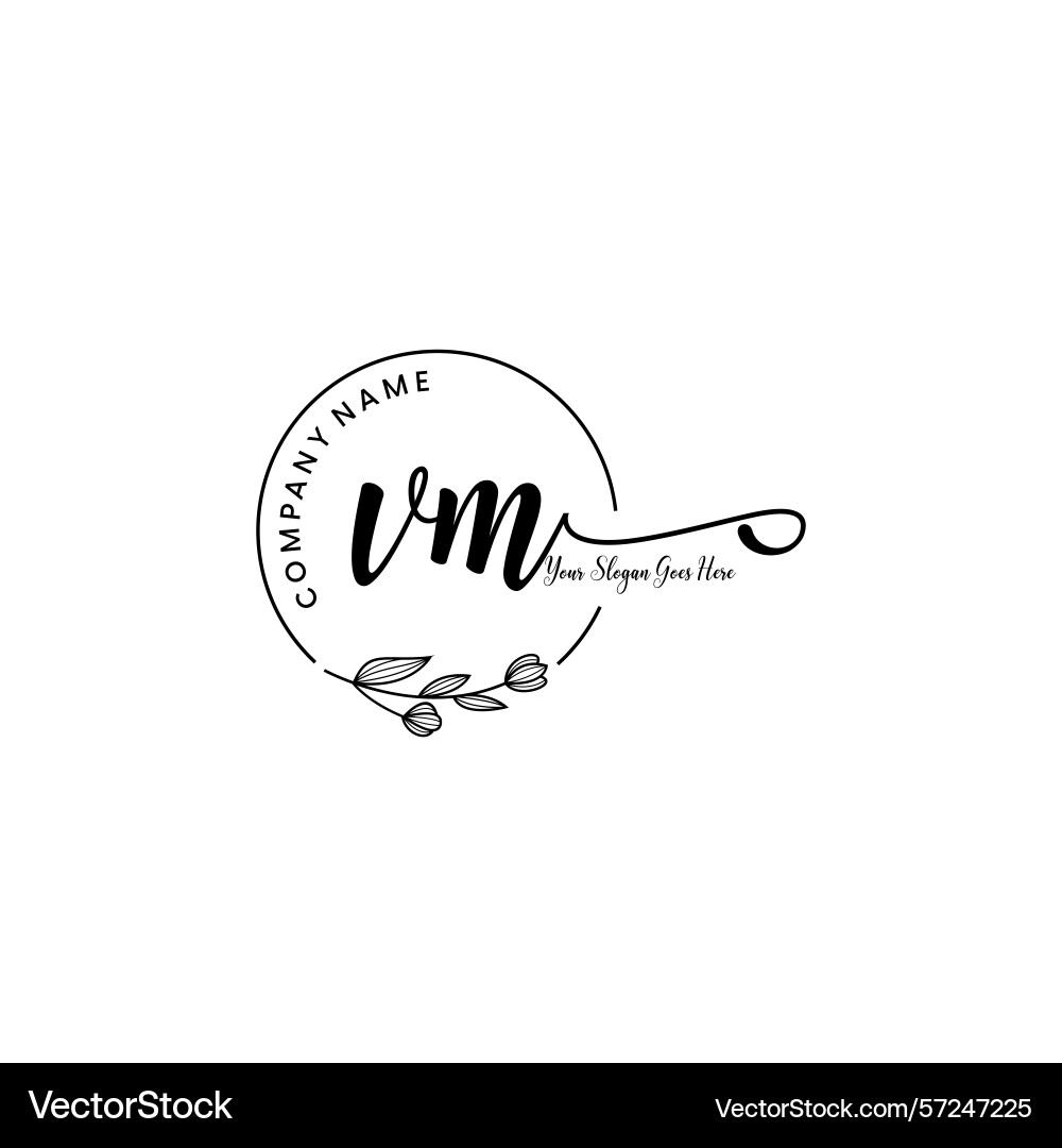 Elegant vm initial logo design with botanical Vector Image