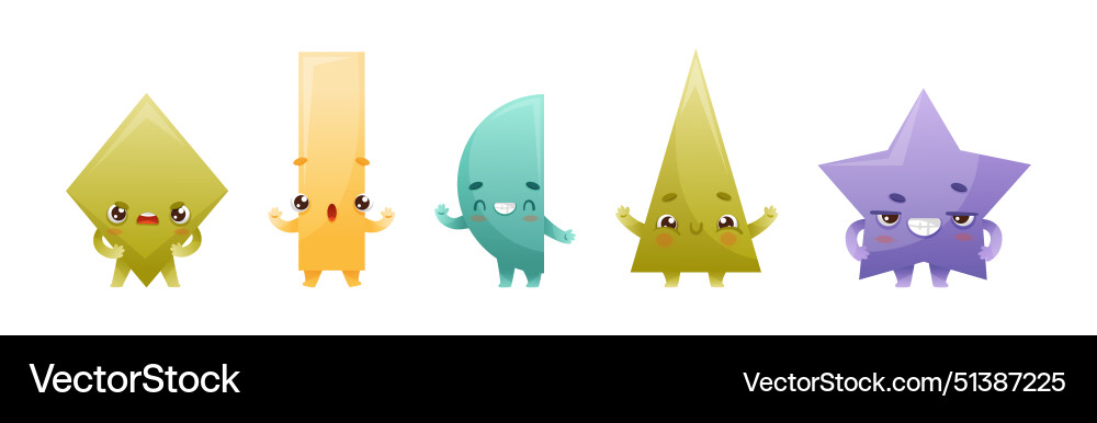 Geometric shape character with different face Geometric shape character with different face vector image