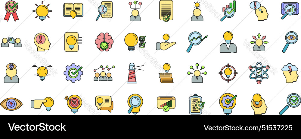 Insight icons set color line Insight icons set color line vector image
