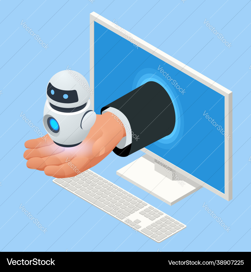 Isometric artificial intelligence chat bot Isometric artificial intelligence chat bot vector image