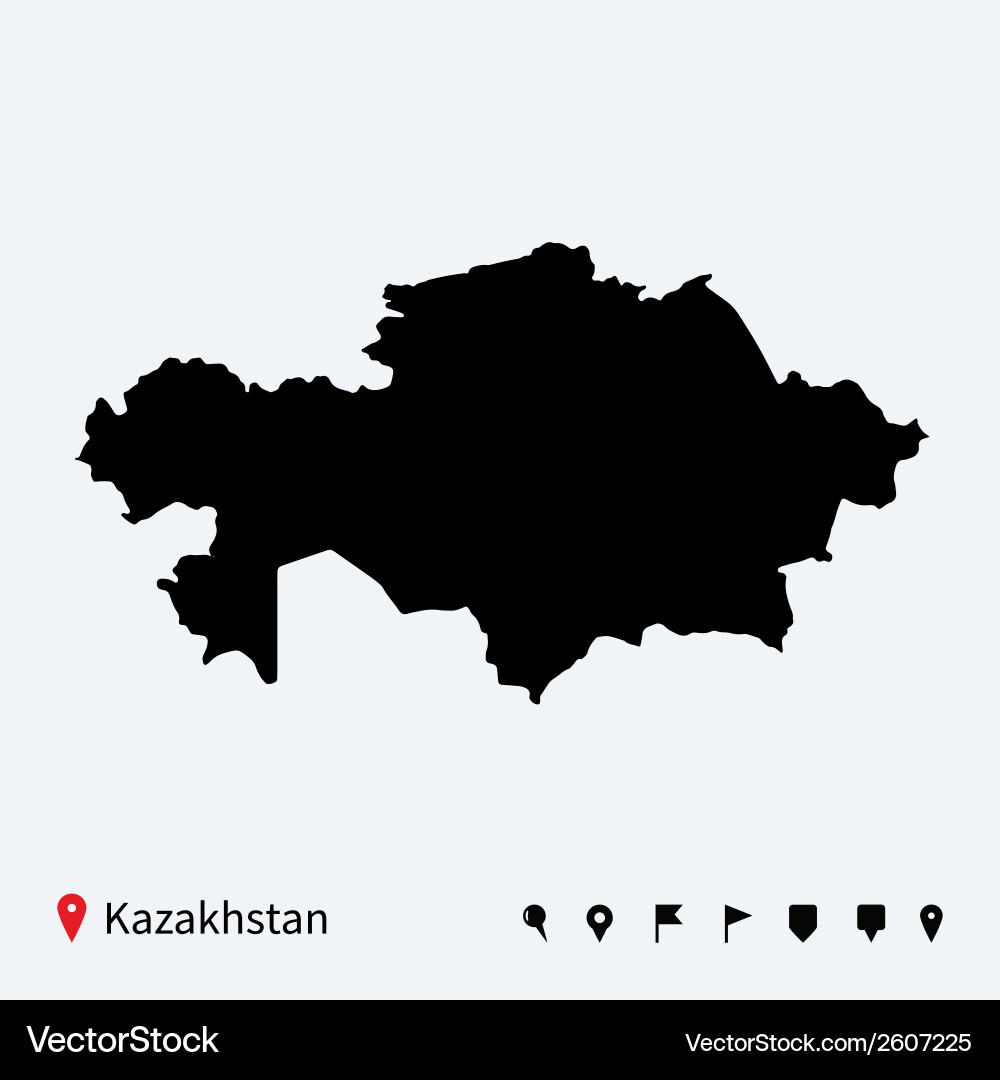 Kazakhstan Map with Navigation Icons vector image