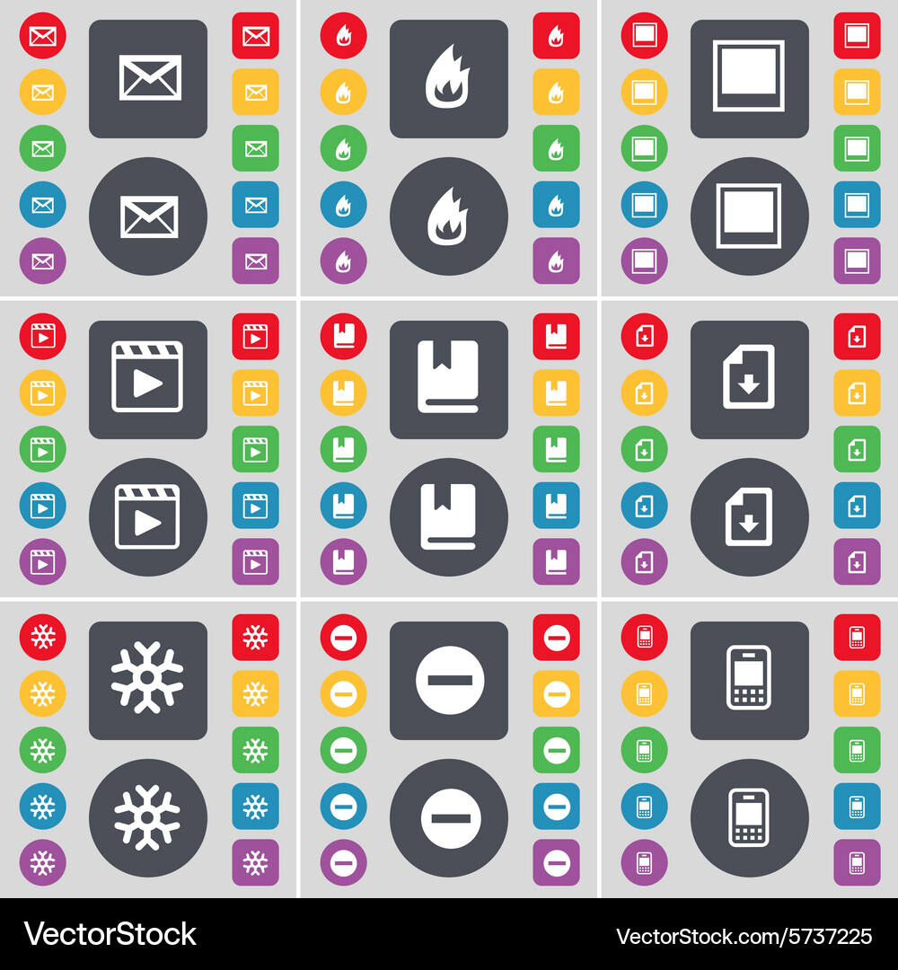 Message fire window media player diagram snowflake Vector Image