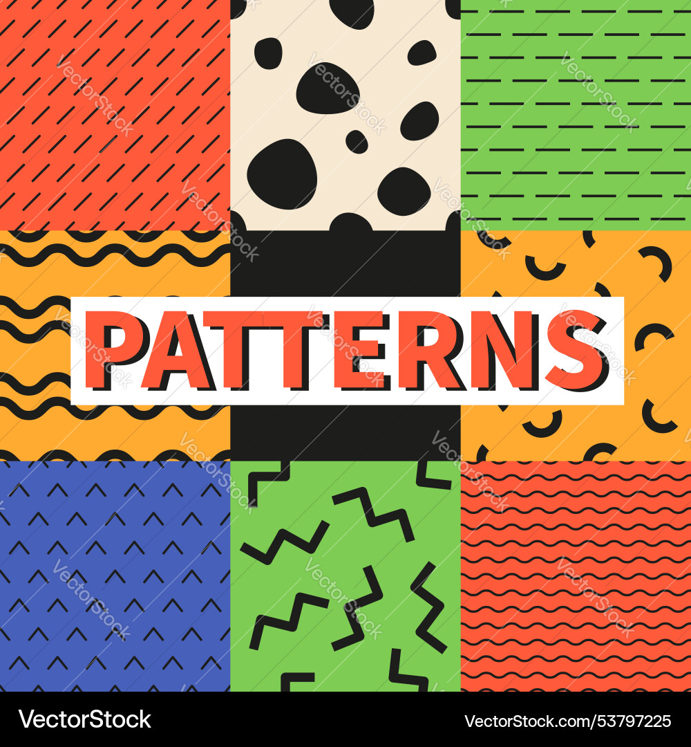 Retro prints - colorful flat design style pattern Retro prints - colorful flat design style pattern vector image