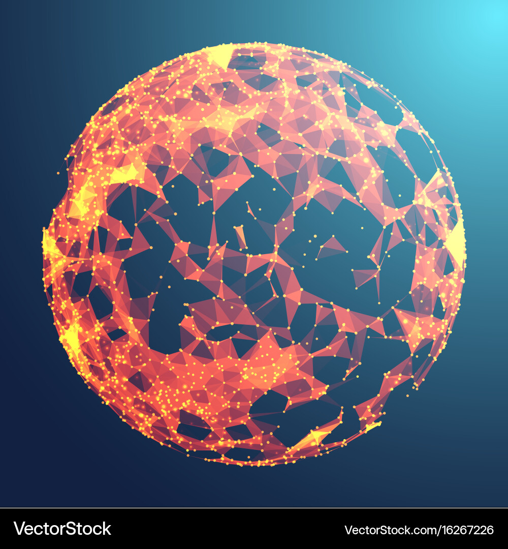Abstract 3d illuminated distorted mesh sphere Vector Image