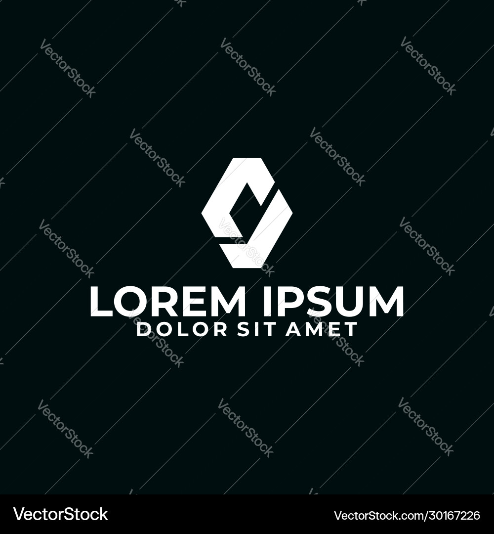 CJ Initial Hexagonal Logo Template vector image
