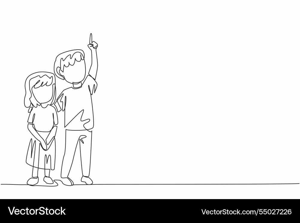 Kontinuierliche eine Linie die einen Jungen umarmt Kontinuierliche eine Linie die einen Jungen umarmt vektorbild