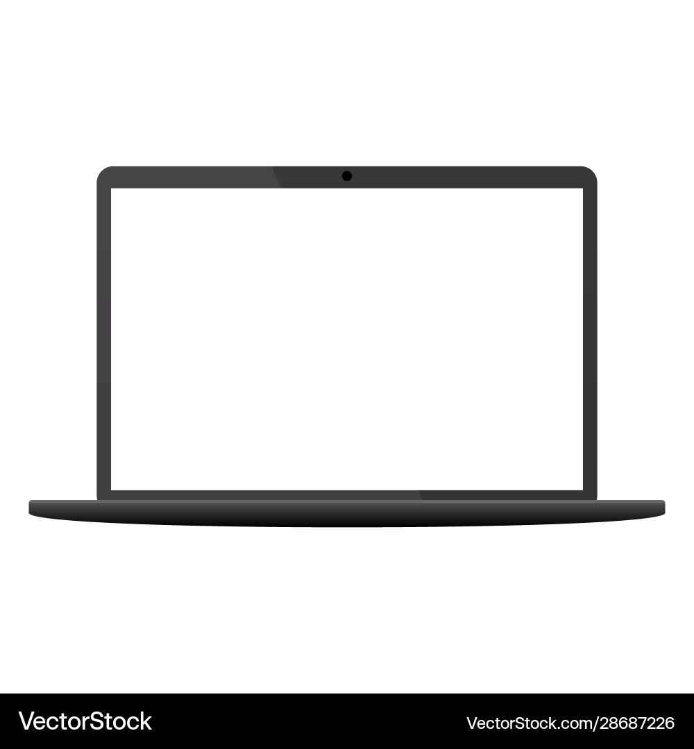Notebook - laptop front view with white monitor Notebook - laptop front view with white monitor vector image