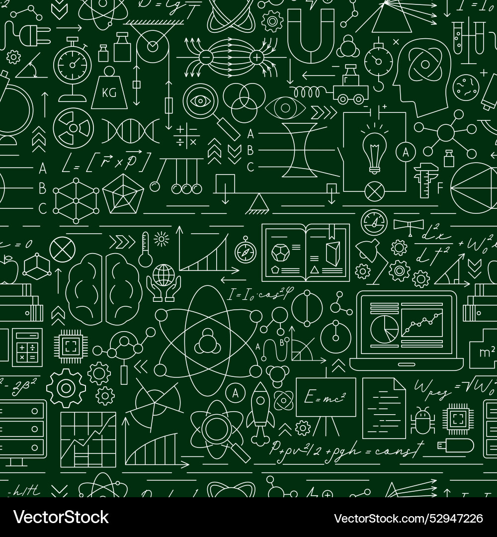 Physics chalkboard line seamless pattern Physics chalkboard line seamless pattern vector image