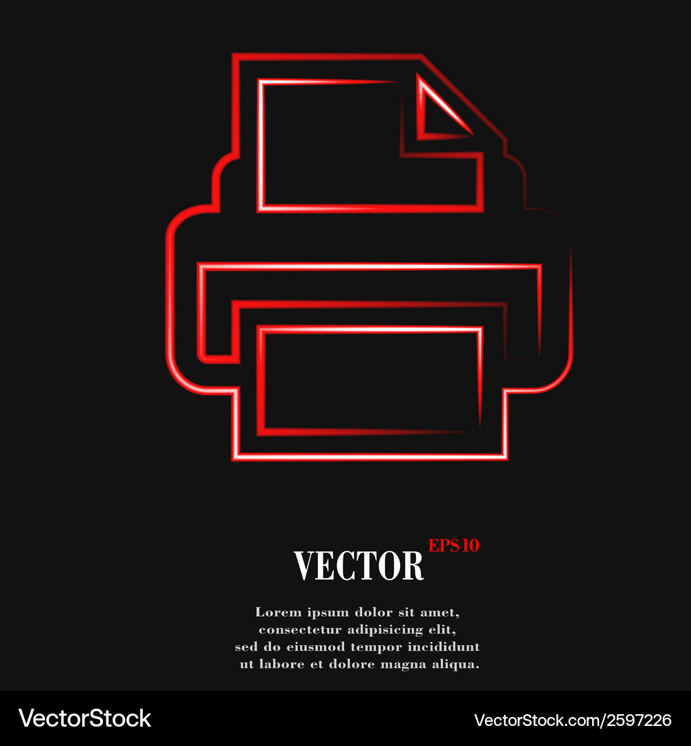 Printer flat modern web button and space for your Vector Image