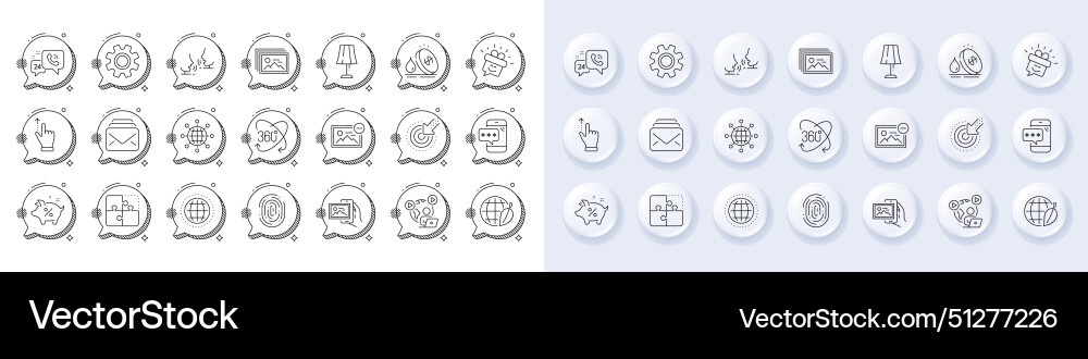 Targeting image album and globe line icons Targeting image album and globe line icons vector image