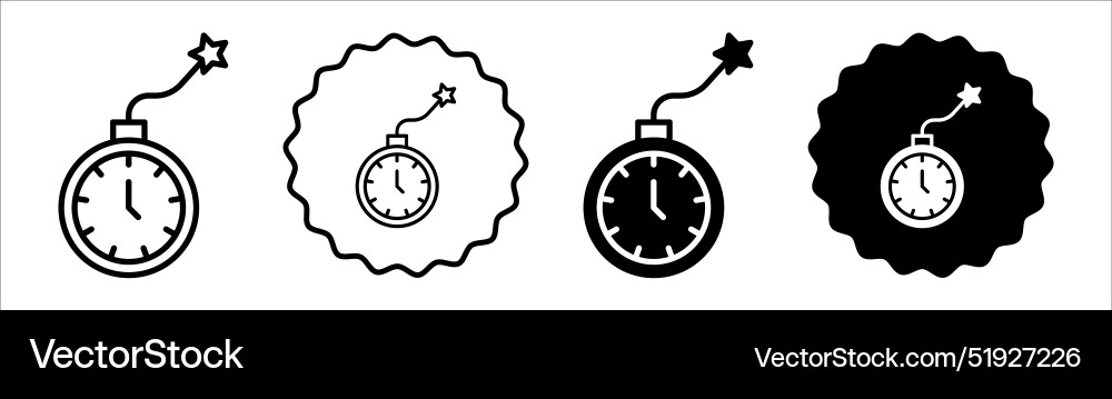 Time bomb with clock icon symbol set collection Vector Image