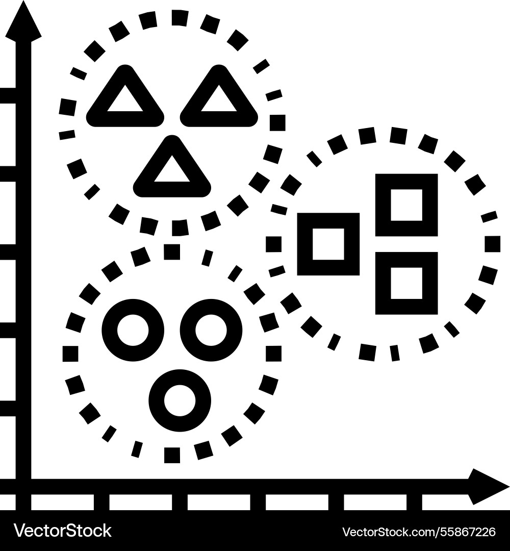Unsupervised learning machine line icon Vector Image