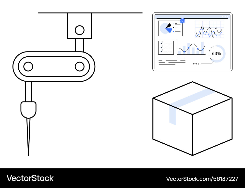 Automated manufacturing process with data Automated manufacturing process with data vector image