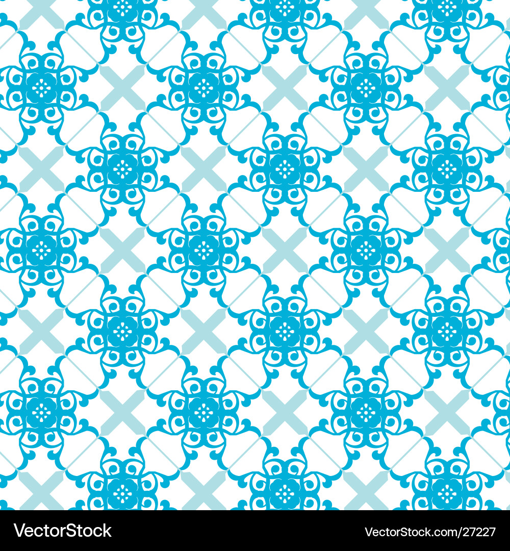 Blue Floral Vintage Pattern Vector Image