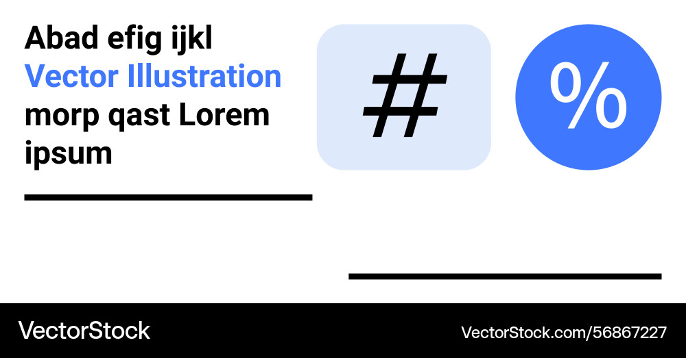 Bold hash and percent symbol with minimal text Bold hash and percent symbol with minimal text vector image