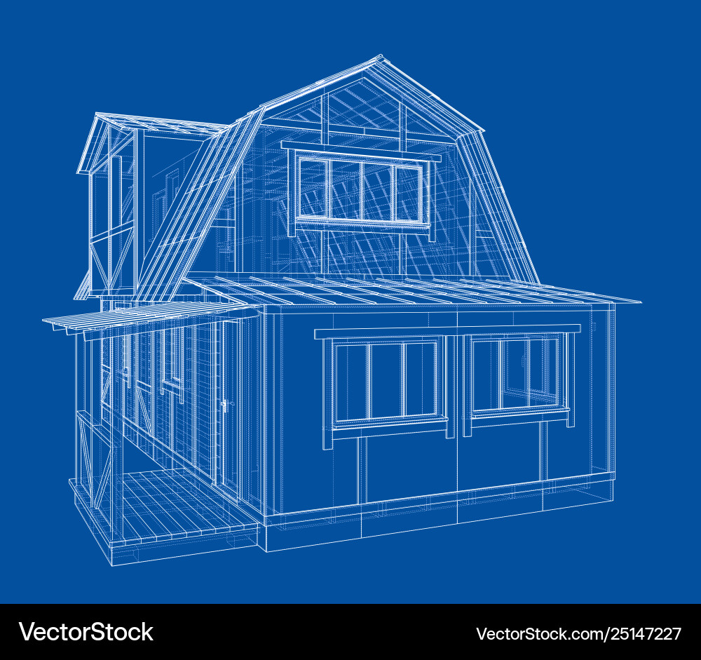 House sketch rendering 3d Vector Image