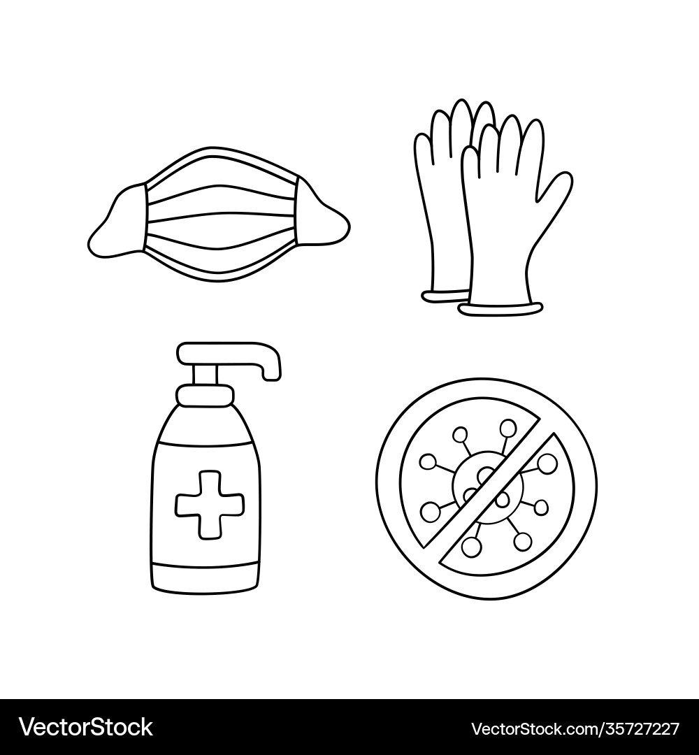 Medical face mask latex gloves and sanitizer Medical face mask latex gloves and sanitizer vector image