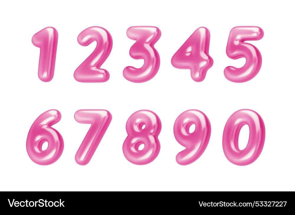 Realistic 3d font pink numbers number in the form Realistic 3d font pink numbers number in the form vector image