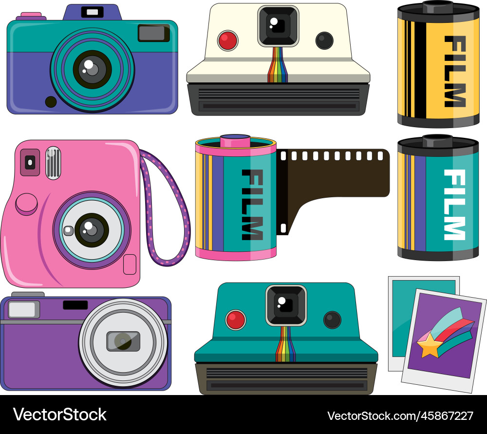 Retro objects and electronic devices vector image