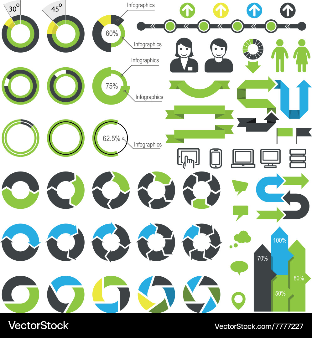 Set of infographic elements icons and statistics vector image