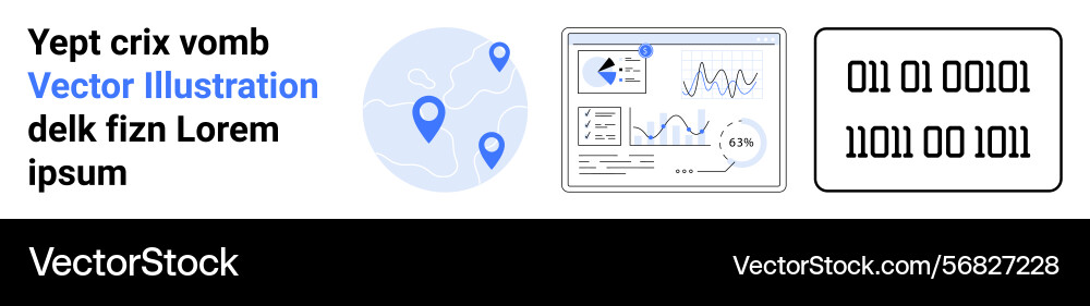 Abstract representation of digital data location Abstract representation of digital data location vector image