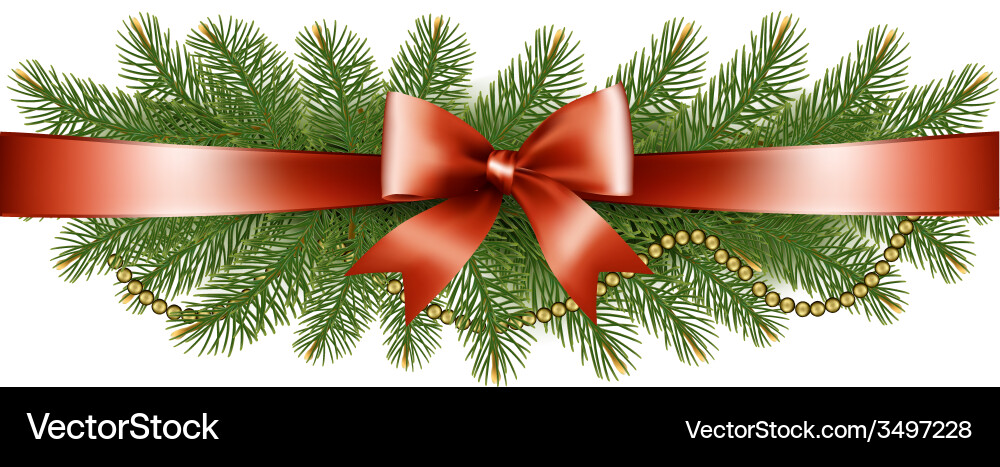 Background with christmas tree branches and a red Vector Image