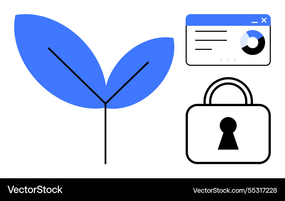 Leaf growth analytics dashboard and secure Vector Image