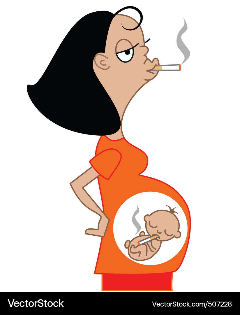 Pregnant Woman Smoking Cigarette Vector Image