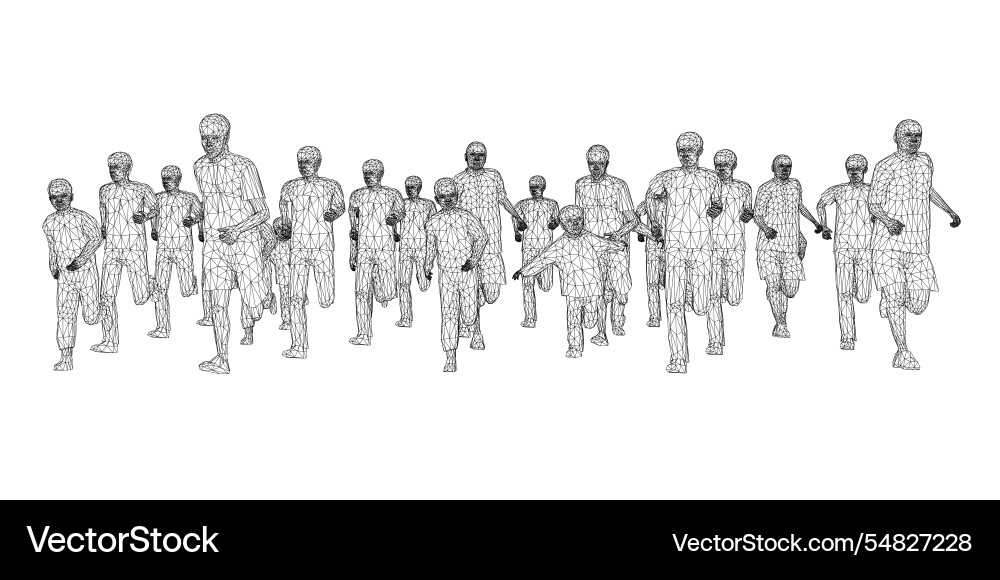 Wireframe of running people from black lines Wireframe of running people from black lines vector image