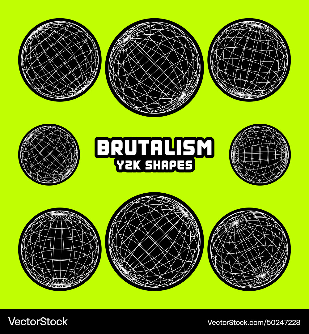 Wireframe shapes lined sphere perspective mesh Wireframe shapes lined sphere perspective mesh vector image
