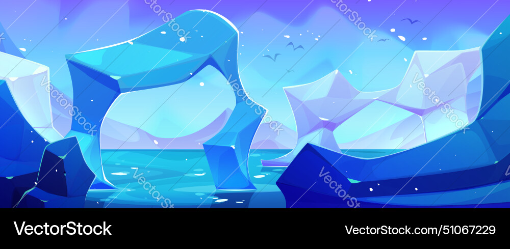 Antarctica landscape with ice floe and mountains Vector Image