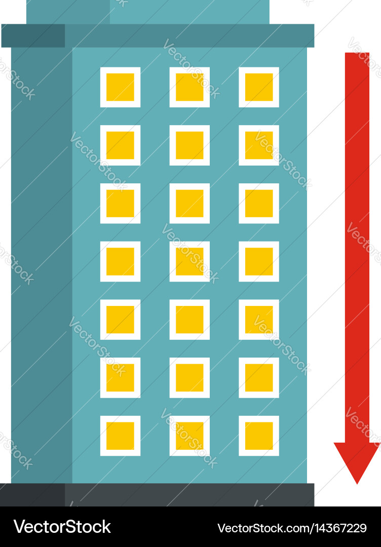 Building and red down arrow icon isolated vector image