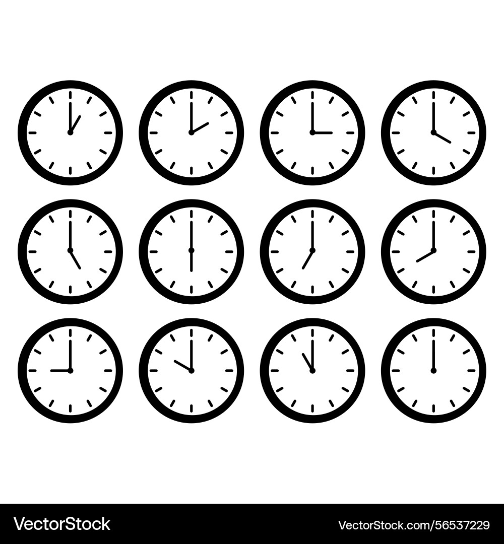 Clock icons set with arrows time symbol from 1 Clock icons set with arrows time symbol from 1 vector image