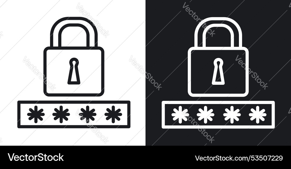 Code lockline in thin line black color flat Vector Image