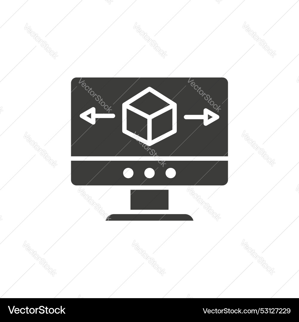Computer simulation line icon isolated on white Vector Image