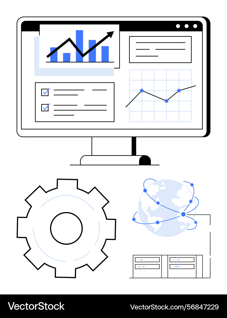Data analytics and global networking concepts Data analytics and global networking concepts Vector Image
