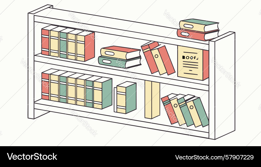 Full bookshelf with ladder art design generative Vector Image