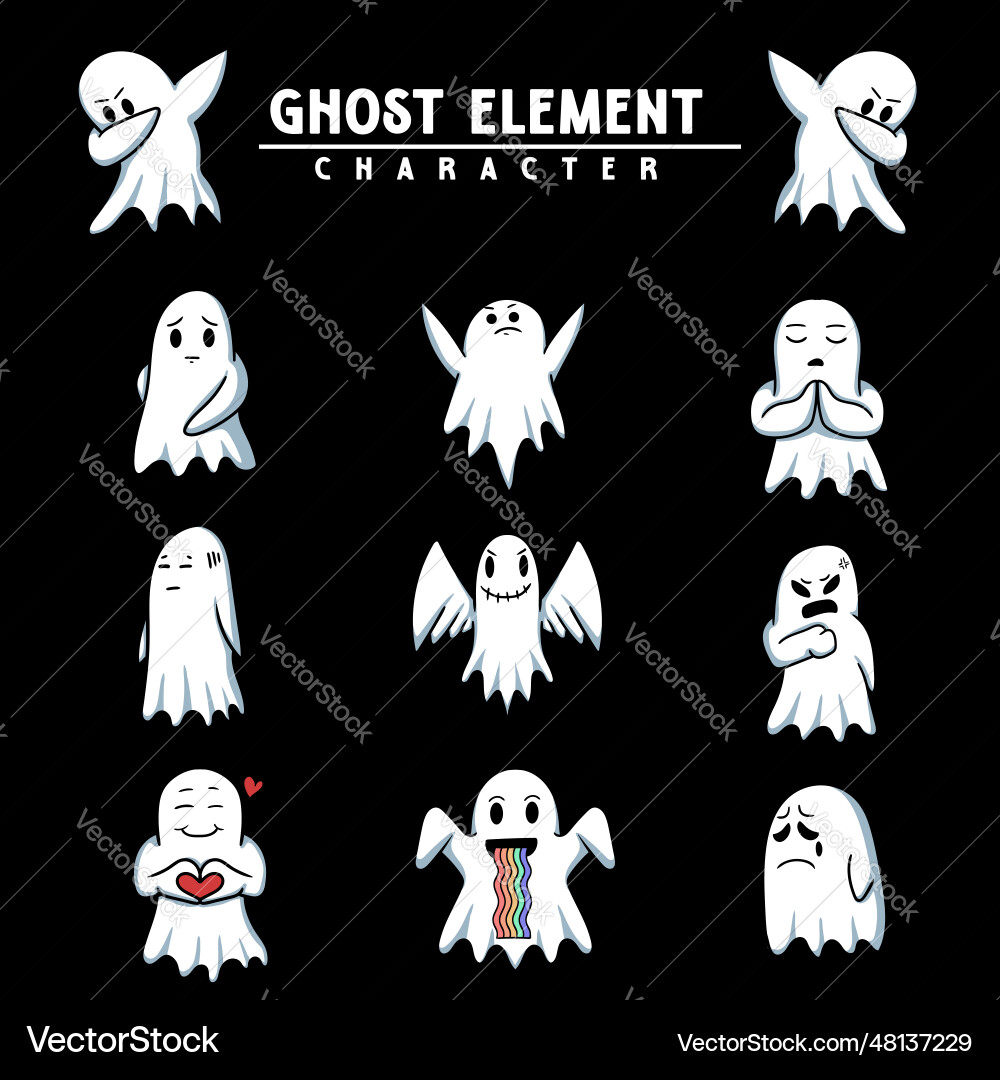 Ghost element expression set Ghost element expression set Vector Image