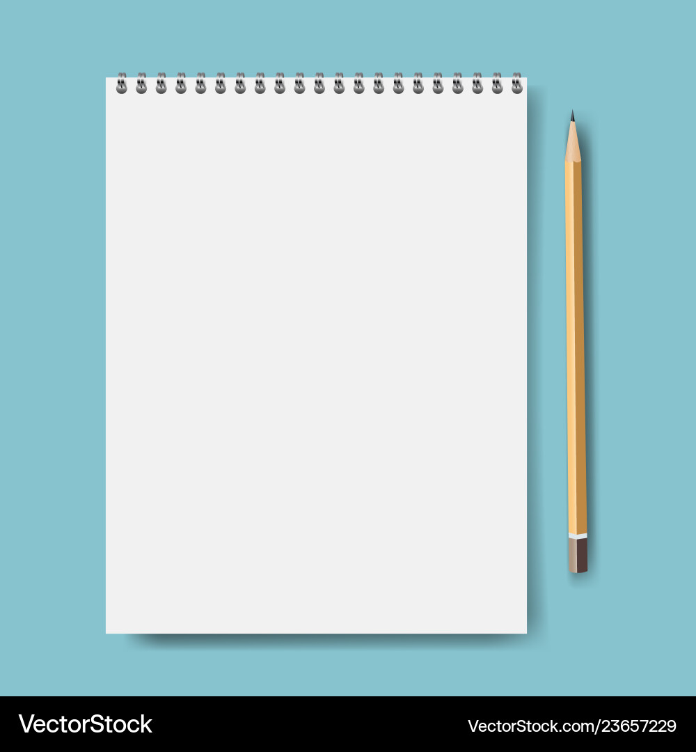 Notebook with Pencil on Mint Background vector image