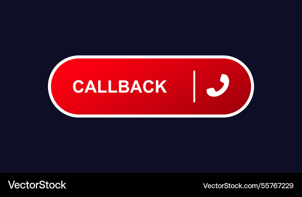Red callback button with phone icon symbolizing Vector Image