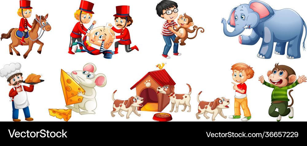 Set different nursery rhyme character isolated Vector Image