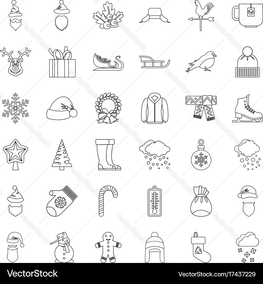 Snowflake icons set outline style Vector Image